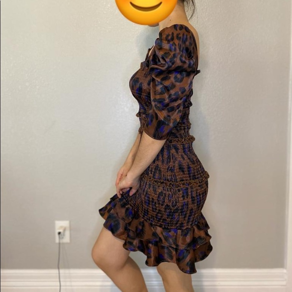 Karlie Smocked Ruffle Leopard Print Square Neck M… - image 4